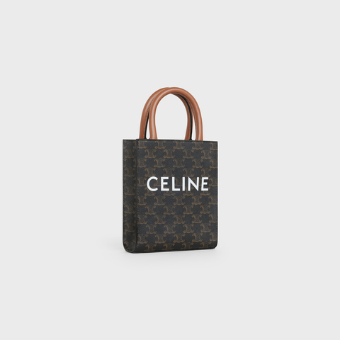 MINI VERTICAL CABAS IN TRIOMPHE CANVAS AND CALFSKIN WITH CELINE PRINT TAN - Image 2